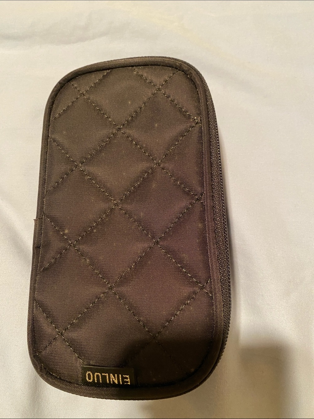 Quilted Black Zip Pouch